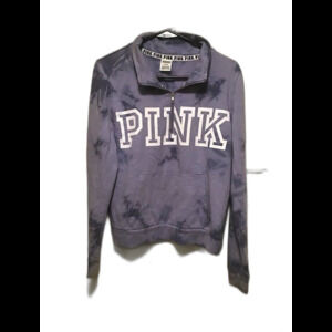 Victoria's Secret PINK Purple Tie Dye Quarter Zip Pullover Sweatshirt Size M
